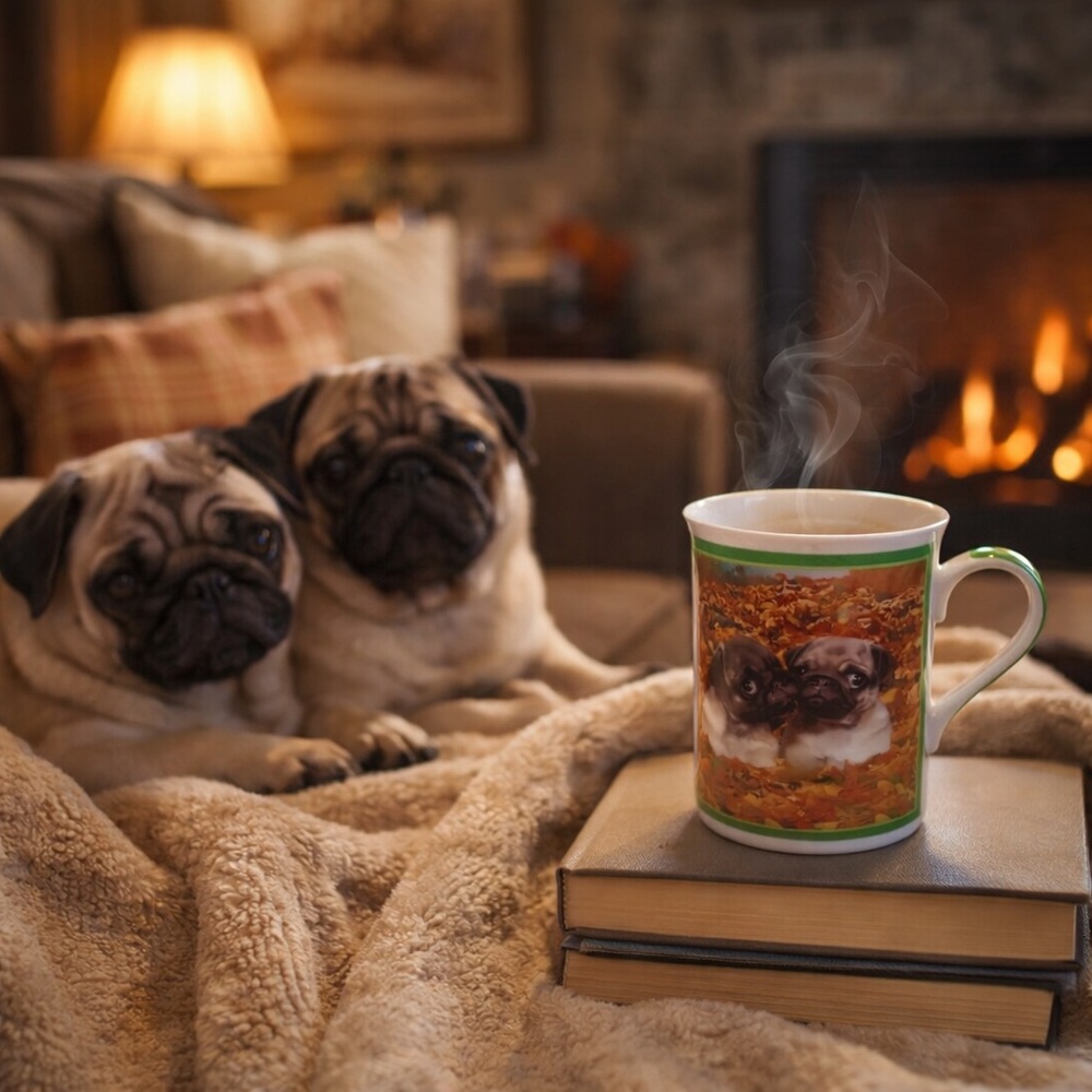 Danbury Mint Purely Pugs Porcelain Mug Puppy Dog Collector Coffee Tea Cup - Picture 2 of 6
